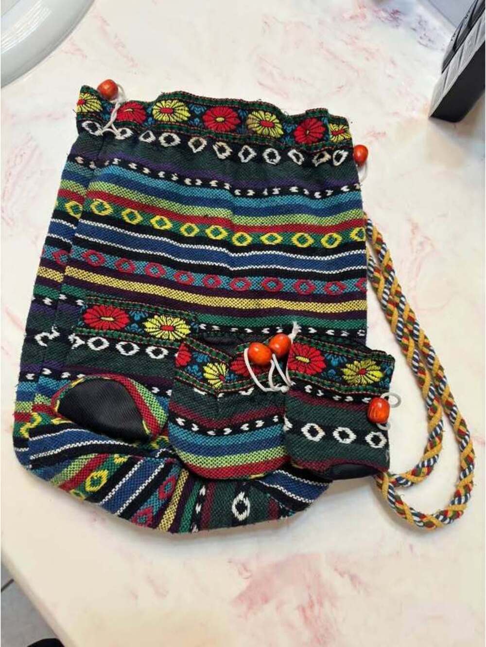 Knitted drawstring backpack - Picture 4 of 6
